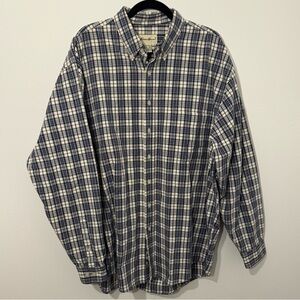 Vintage Eddie Bauer Men’s XL Tall Plaid Button Down Shirt – 100% Cotton